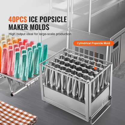 Moldes Comerciais para Gelados em Aço Inoxidável 40PCS