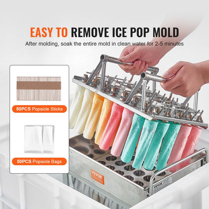 Moldes Comerciais para Gelados em Aço Inoxidável 40PCS
