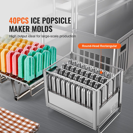 Moldes Comerciais para Gelados em Aço Inoxidável 40PCS
