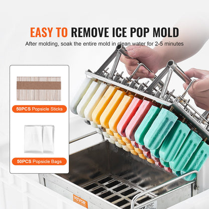 Moldes Comerciais para Gelados em Aço Inoxidável 40PCS