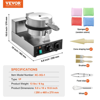 Máquina Elétrica para Cone de Gelado VEVOR 1230W Profissional