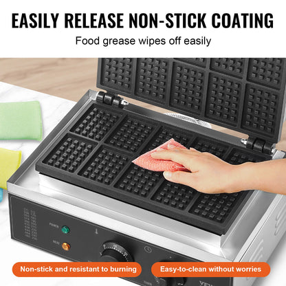 Máquina Profissional de Waffles 10 Unidades VEVOR