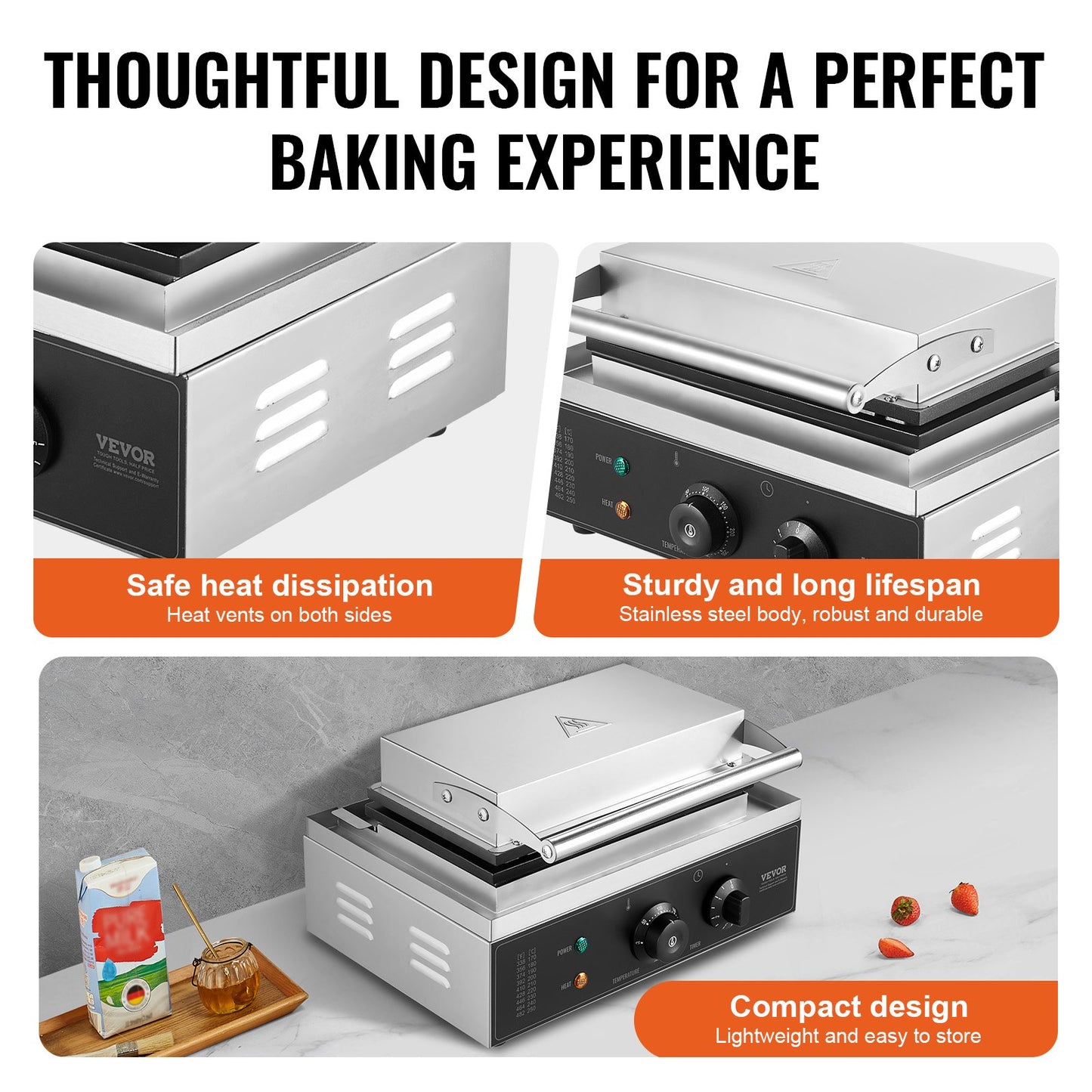 Máquina Profissional de Waffles 10 Unidades VEVOR