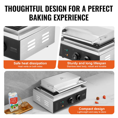 Máquina Profissional de Waffles 10 Unidades VEVOR