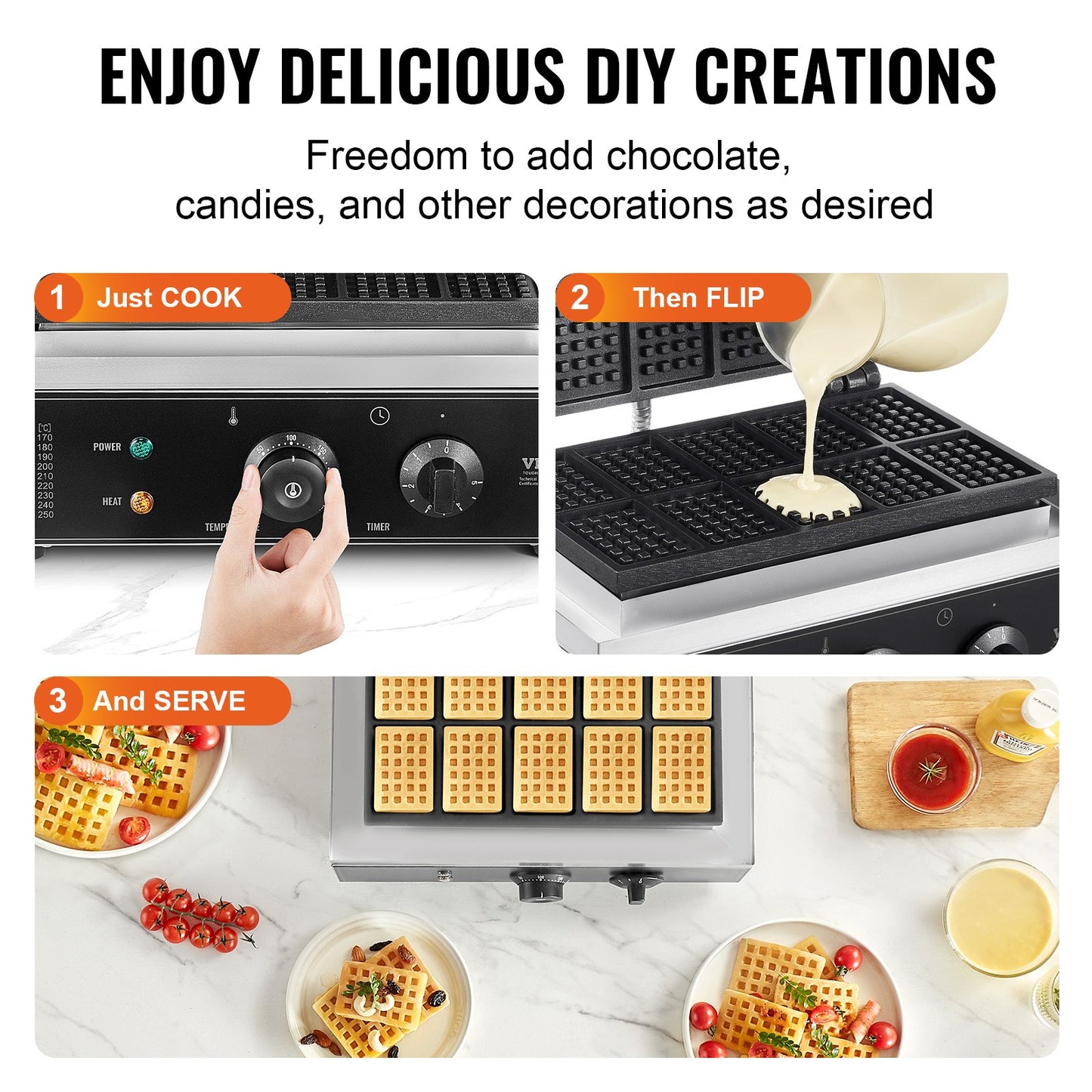 Máquina Profissional de Waffles 10 Unidades VEVOR