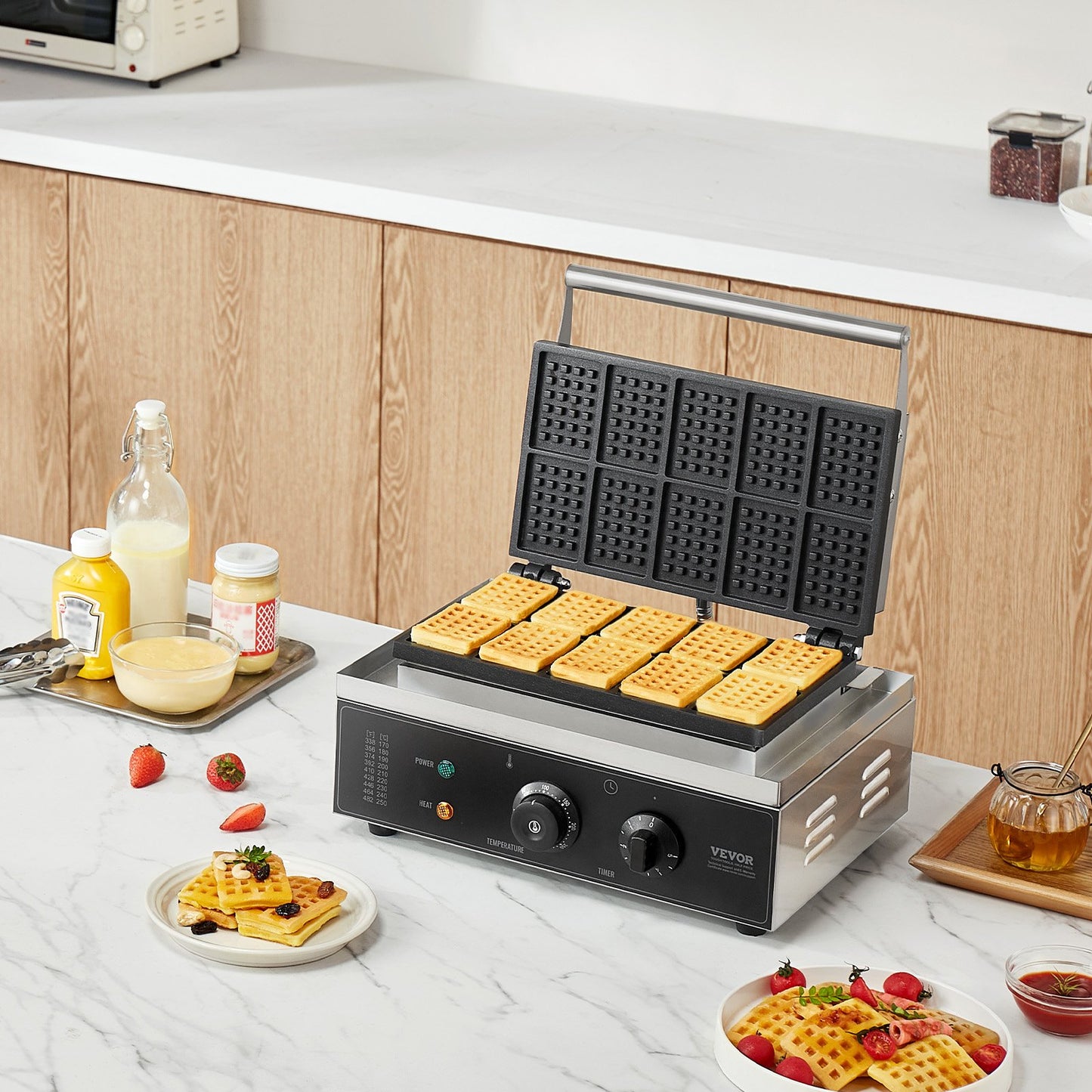 Máquina Profissional de Waffles 10 Unidades VEVOR
