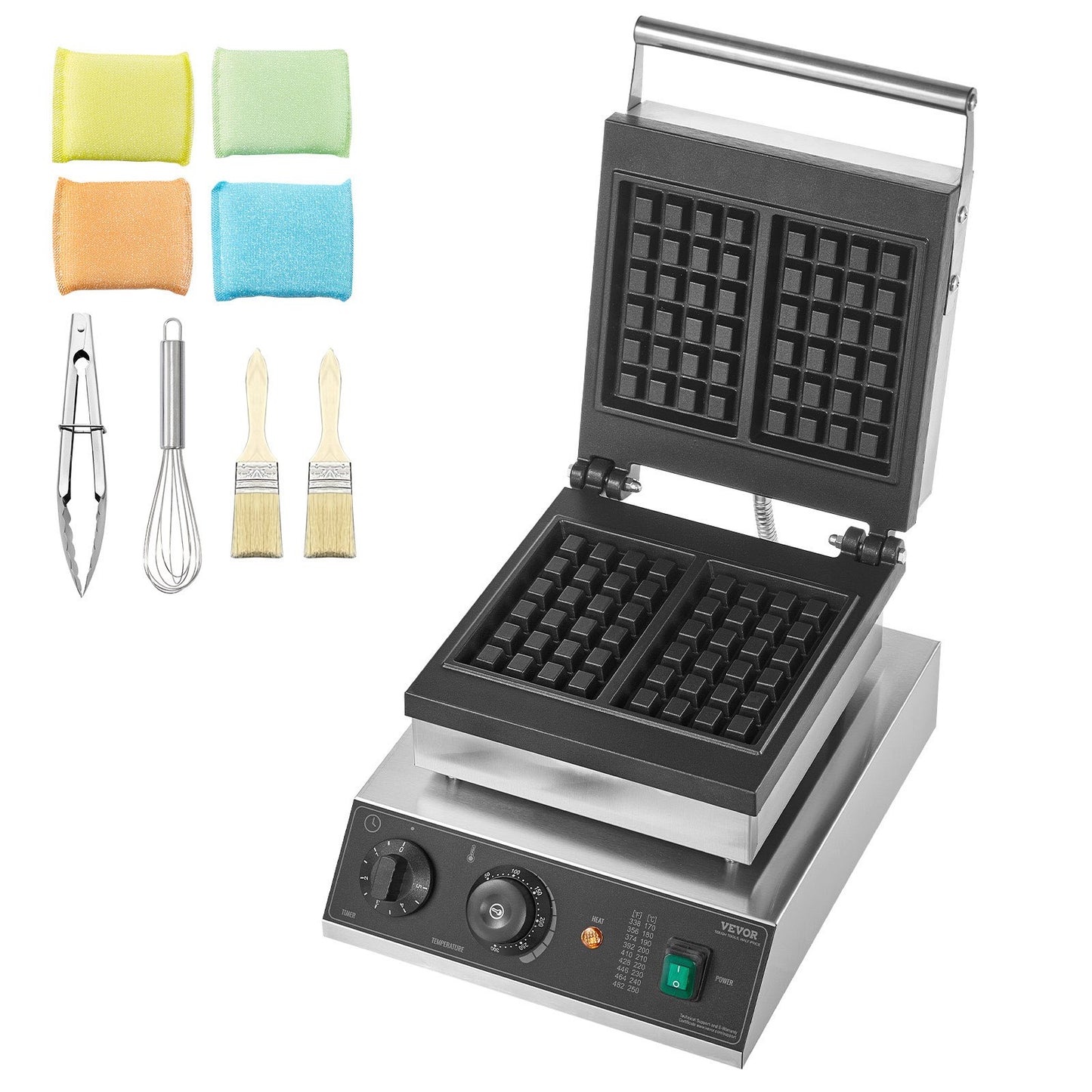 Máquina de Waffles Profissional 2000W 2 Peças VEVOR