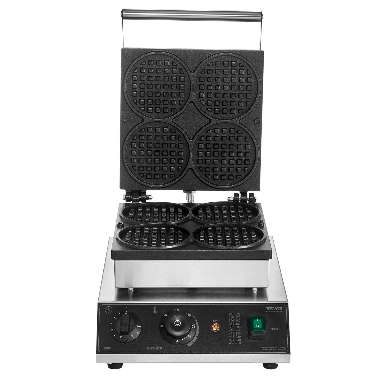 Máquina Profissional de Waffles 4PCS 1750W Inox