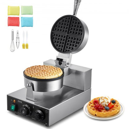 Máquina de Waffles Profissional VEVOR 1230W em Aço Inox
