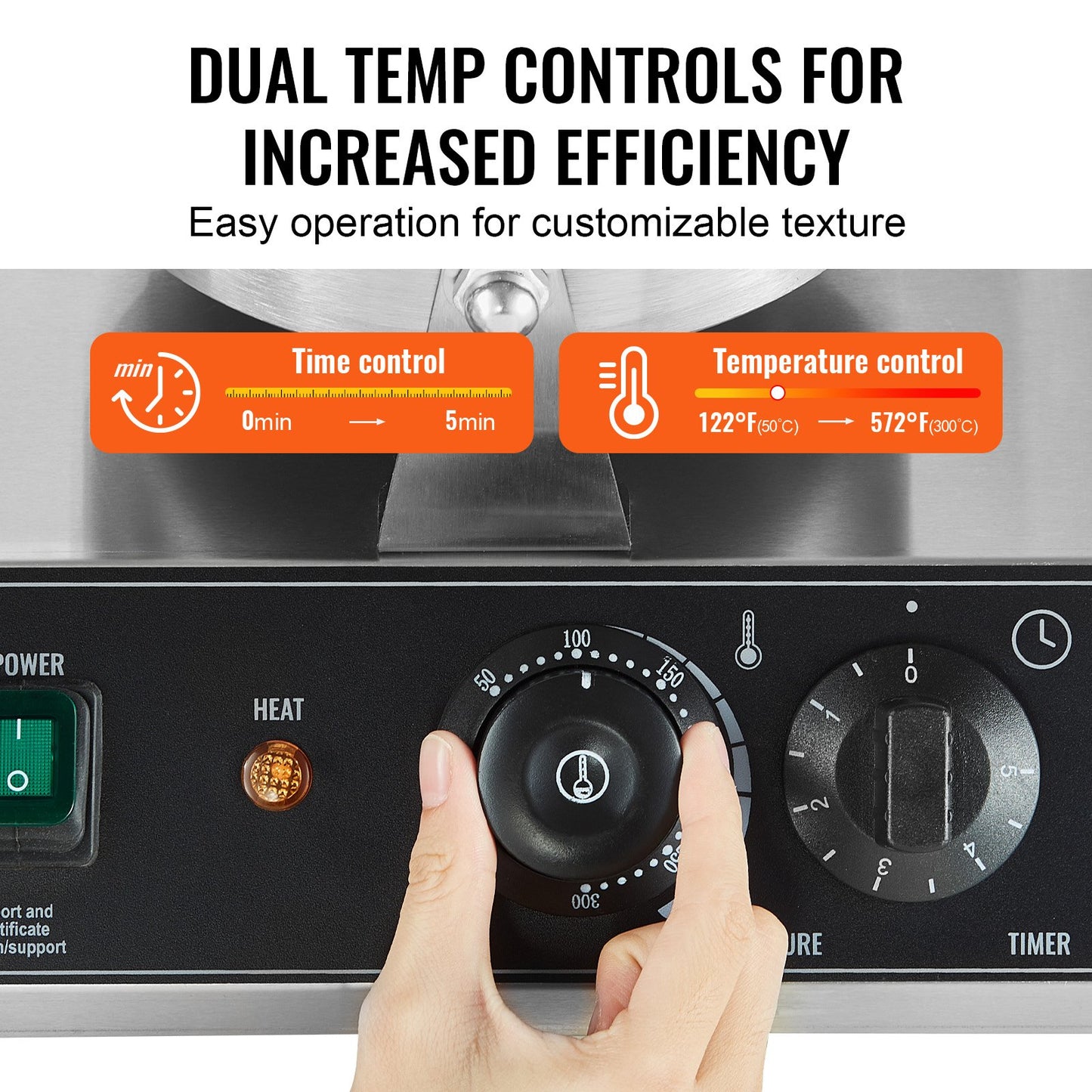 Máquina Profissional de Waffles Dupla 2460W em Aço Inox
