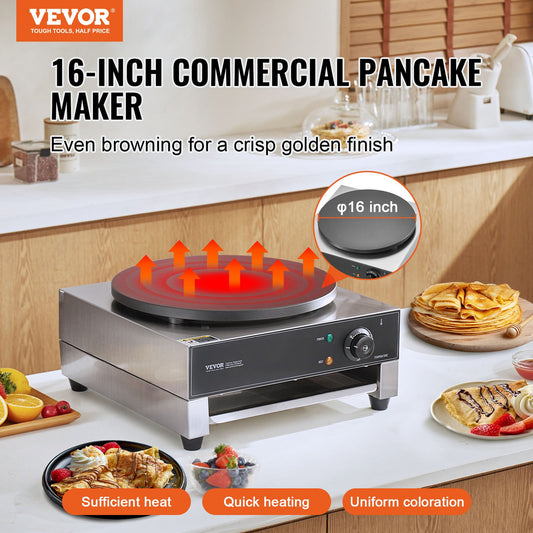 Máquina Elétrica para Crepes Profissional 16" 3000W