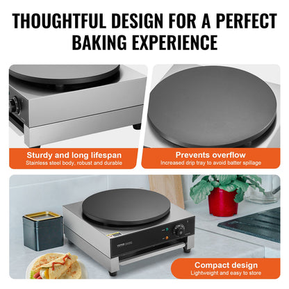 Máquina Elétrica para Crepes Profissional 16" 3000W