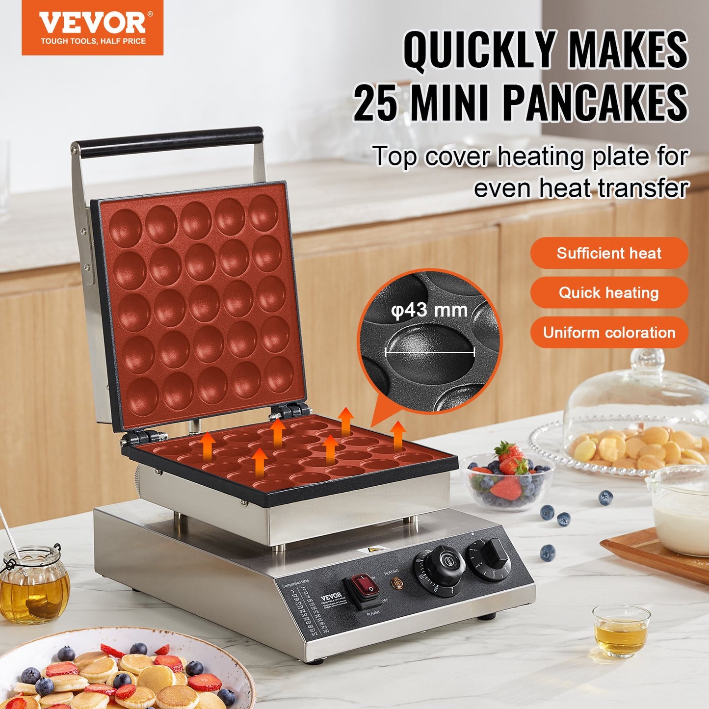 Máquina Mini Panquecas Holandesas 25PCS VEVOR 1700W