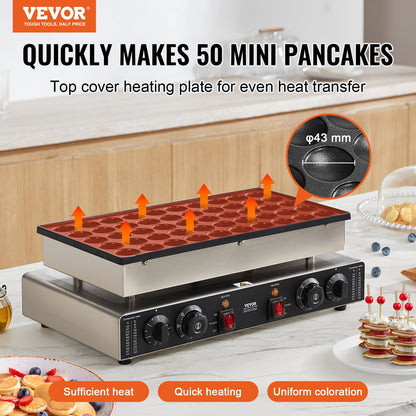 Máquina Elétrica Mini Panquecas Holandesas 50 Unidades 1700W