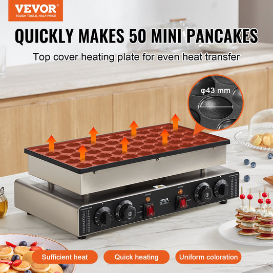 Máquina Elétrica Mini Panquecas Holandesas 50 Unidades 1700W