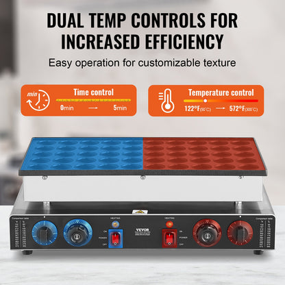 Máquina Elétrica Mini Panquecas Holandesas 50 Unidades 1700W