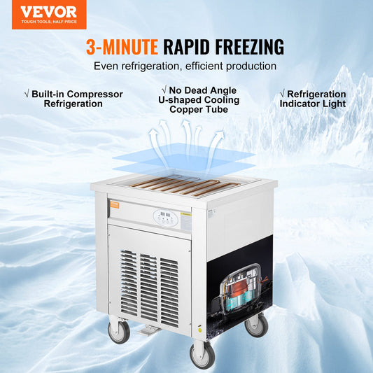 Máquina Profissional de Gelado Frito em Rolo VEVOR