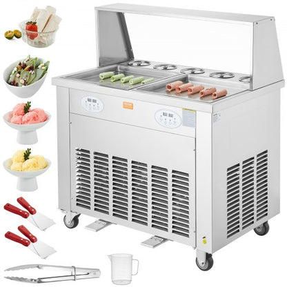 Máquina Comercial de Gelado Frito VEVOR com 2 Placas