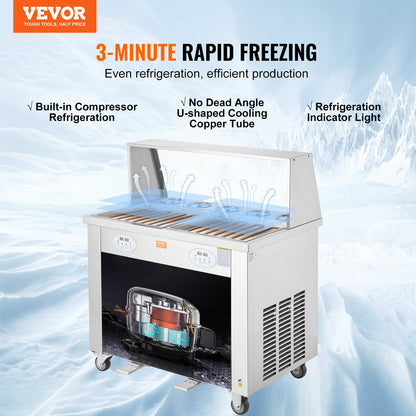 Máquina Comercial de Gelado Frito VEVOR com 2 Placas