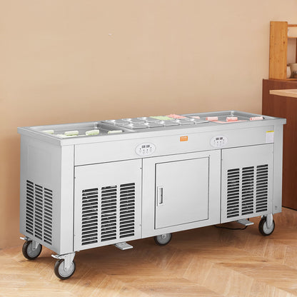 Máquina Comercial de Gelado Frito em Rolo VEVOR 2 Pans