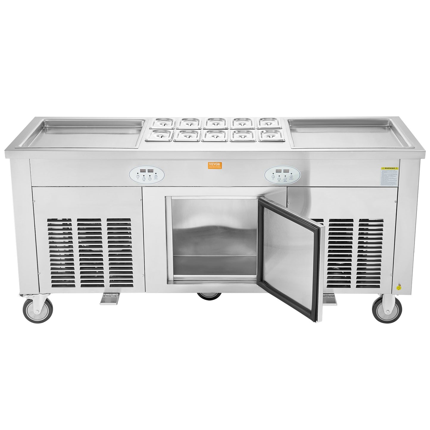 Máquina Comercial de Gelado Frito em Rolo VEVOR 2 Pans