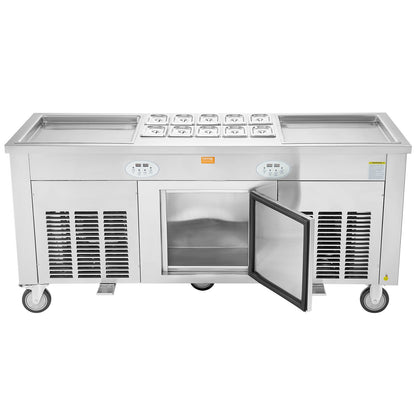 Máquina Comercial de Gelado Frito em Rolo VEVOR 2 Pans