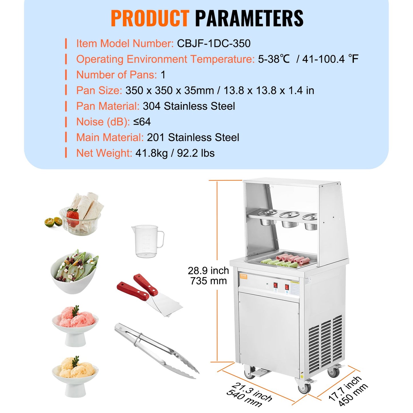 Máquina Profissional para Gelado Frito em Aço Inoxidável