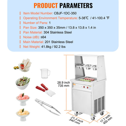 Máquina Profissional para Gelado Frito em Aço Inoxidável