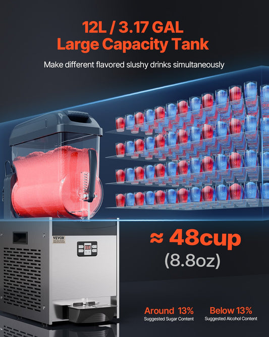 Máquina Slushy Comercial VEVOR 12L em Aço Inoxidável