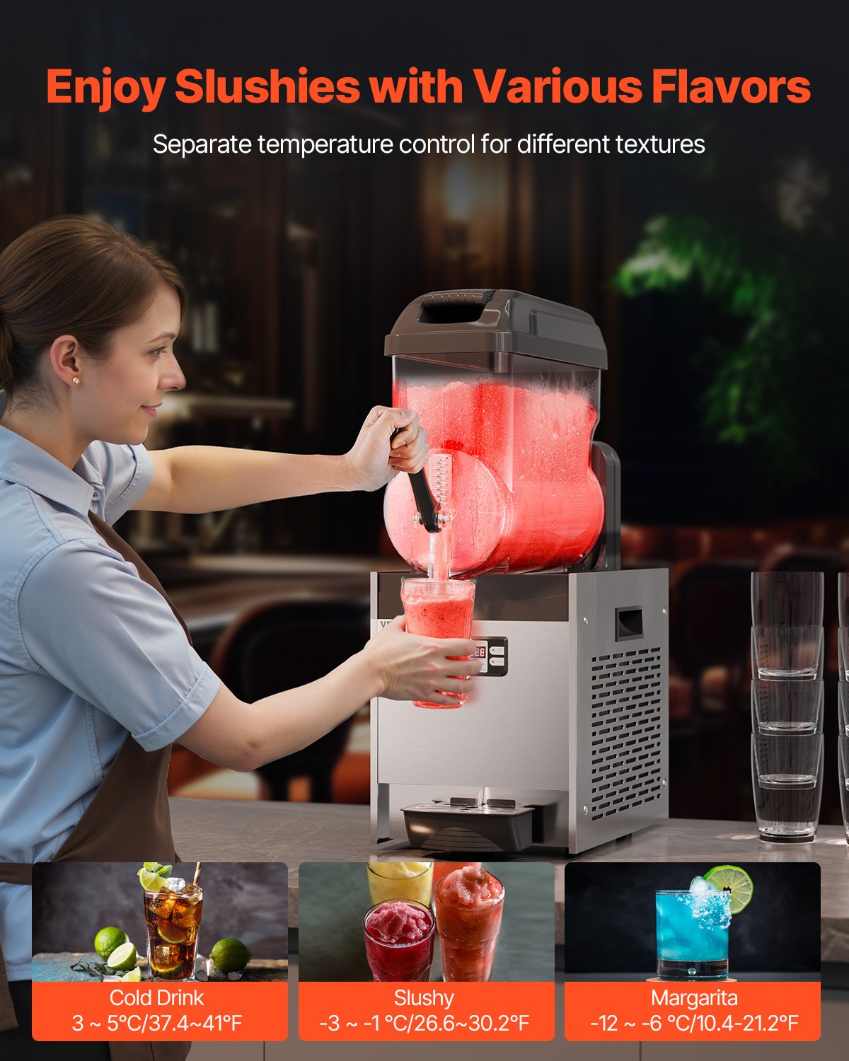 Máquina Slushy Comercial VEVOR 12L em Aço Inoxidável