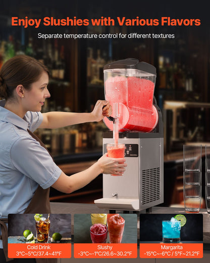 Máquina Slushy Comercial VEVOR 12L em Aço Inoxidável