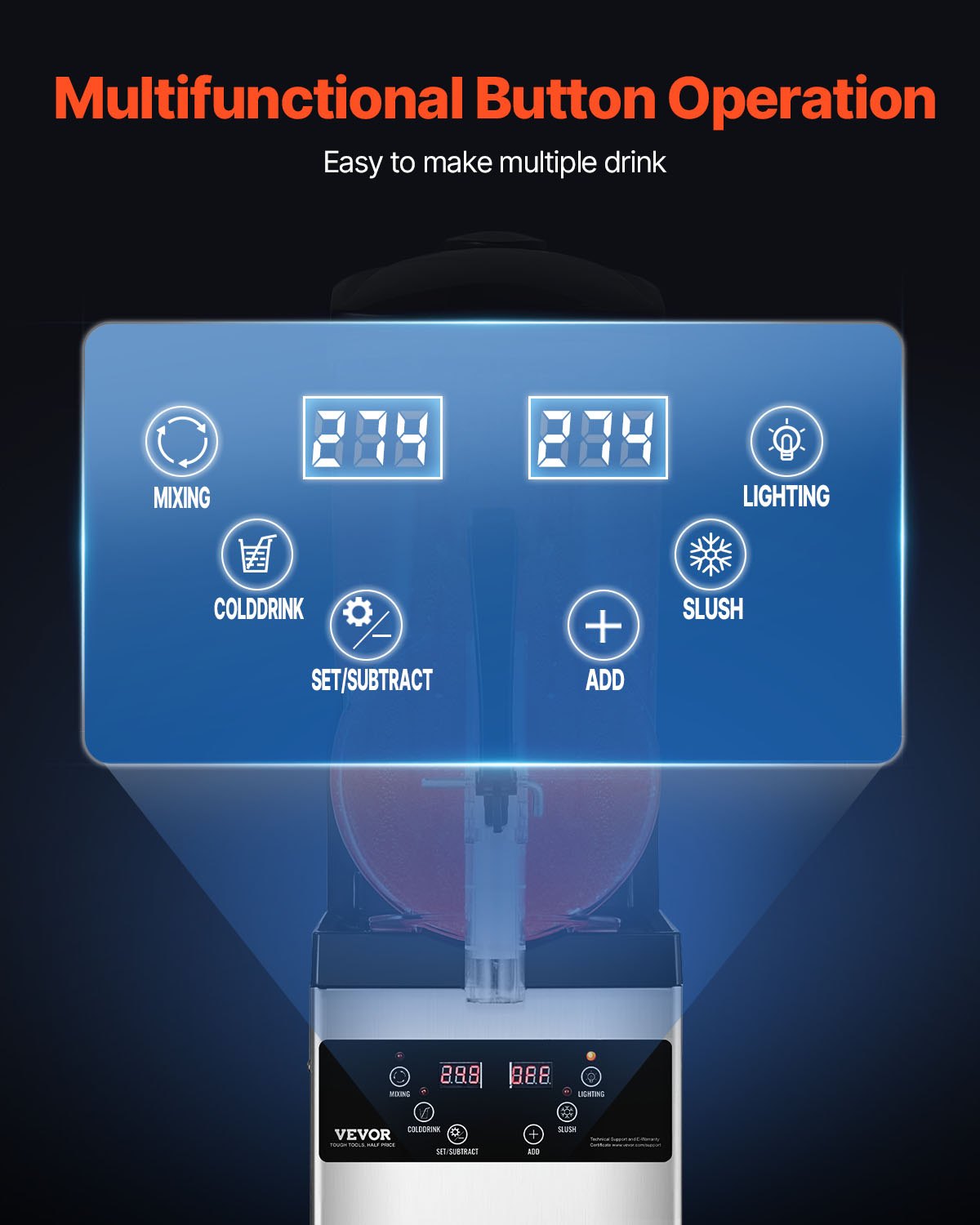 Máquina Slushy Comercial VEVOR 12L em Aço Inoxidável