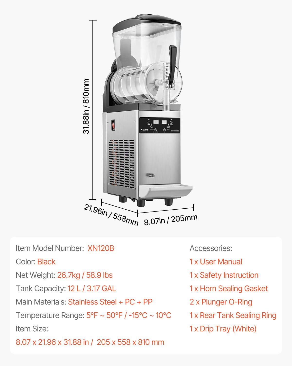 Máquina Slushy Comercial VEVOR 12L em Aço Inoxidável