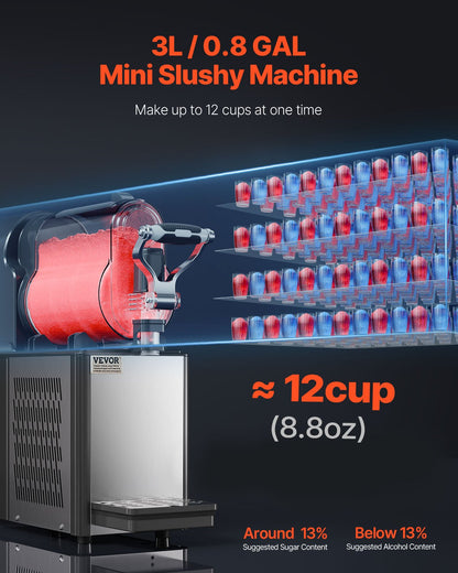 Máquina Slushy Comercial VEVOR 3L Inox para Bebidas