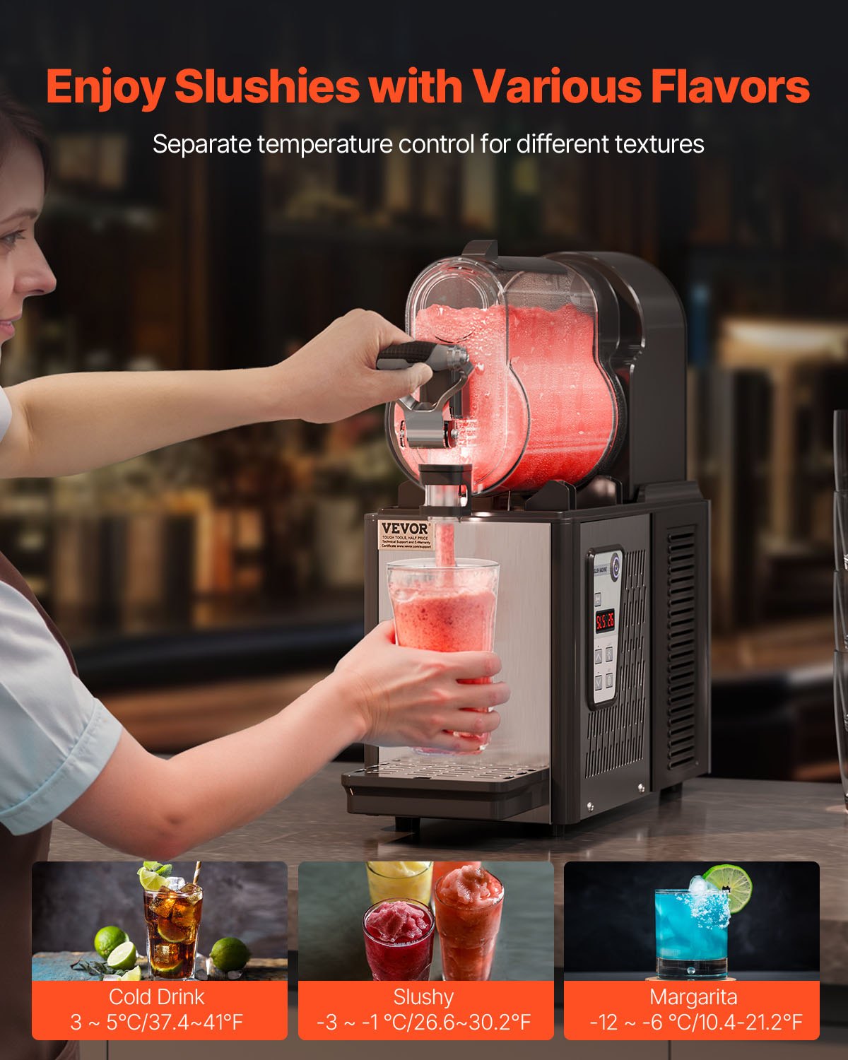 Máquina Slushy Comercial VEVOR 3L Inox para Bebidas