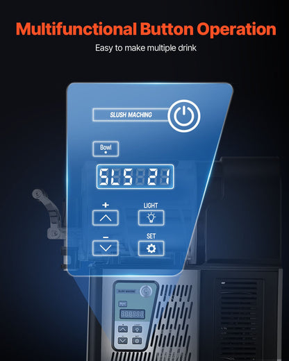 Máquina Slushy Comercial VEVOR 3L Inox para Bebidas