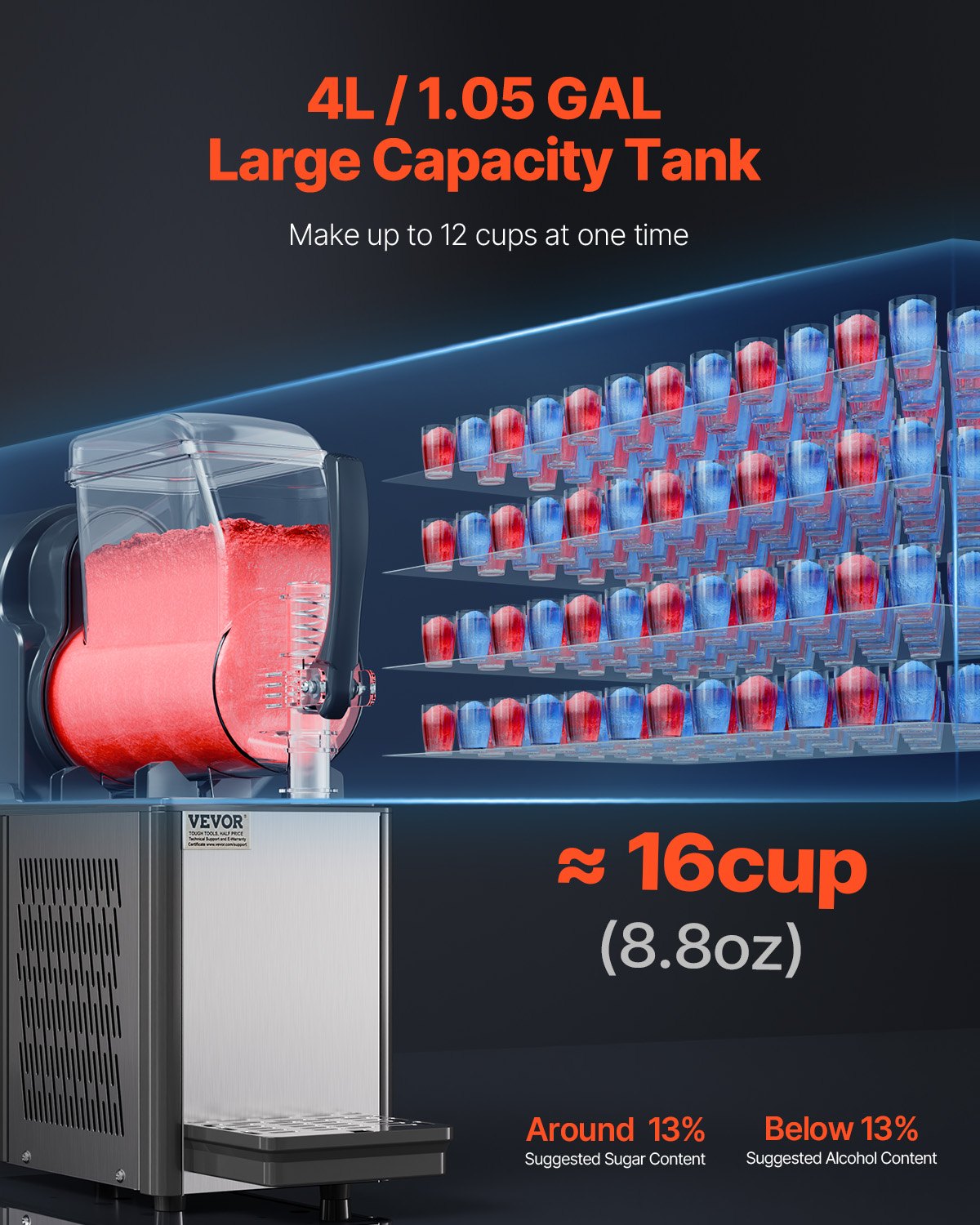 Máquina Slushy Comercial 4L VEVOR em Aço Inoxidável
