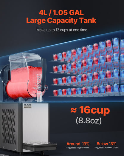 Máquina Slushy Comercial 4L VEVOR em Aço Inoxidável