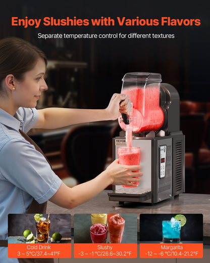 Máquina Slushy Comercial 4L VEVOR em Aço Inoxidável