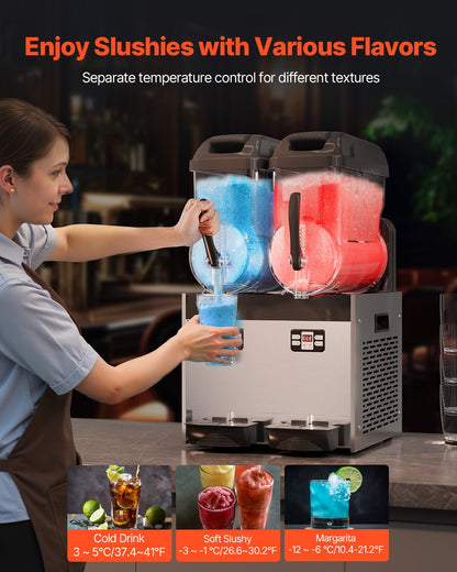 Máquina Slushy Comercial Duplo Tanque 12L VEVOR