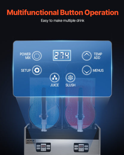 Máquina Slushy Comercial Duplo Tanque 12L VEVOR