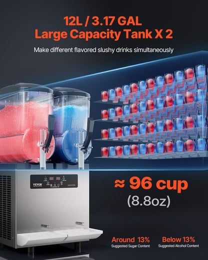 Máquina Slushy Comercial Dupla 12L - VEVOR