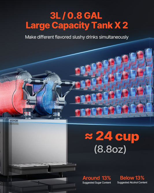 Máquina Slushy VEVOR 3Lx2 Tanques Duplos