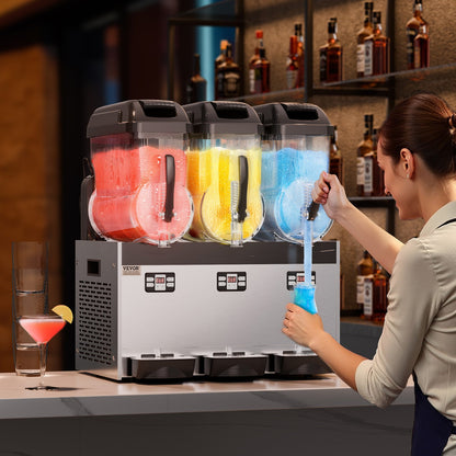 Máquina Slushy Comercial Tripla 12L VEVOR em Aço Inox