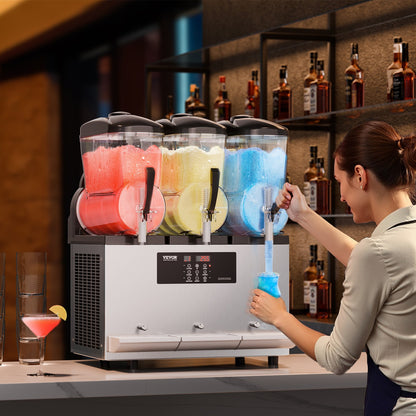 Máquina Slushy Comercial VEVOR 12Lx3 Tanques Triplo