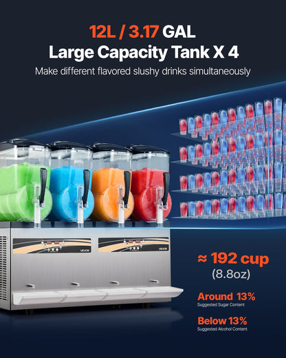 Máquina Slushy VEVOR 12L x4 Tanques para Negócios