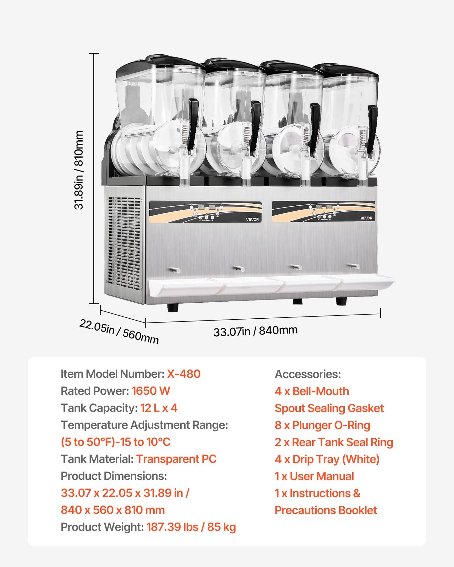 Máquina Slushy VEVOR 12L x4 Tanques para Negócios