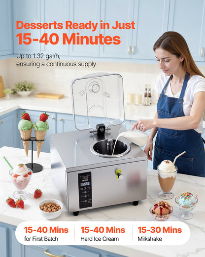 Máquina Comercial de Gelado Duro VEVOR 5L/h 500W