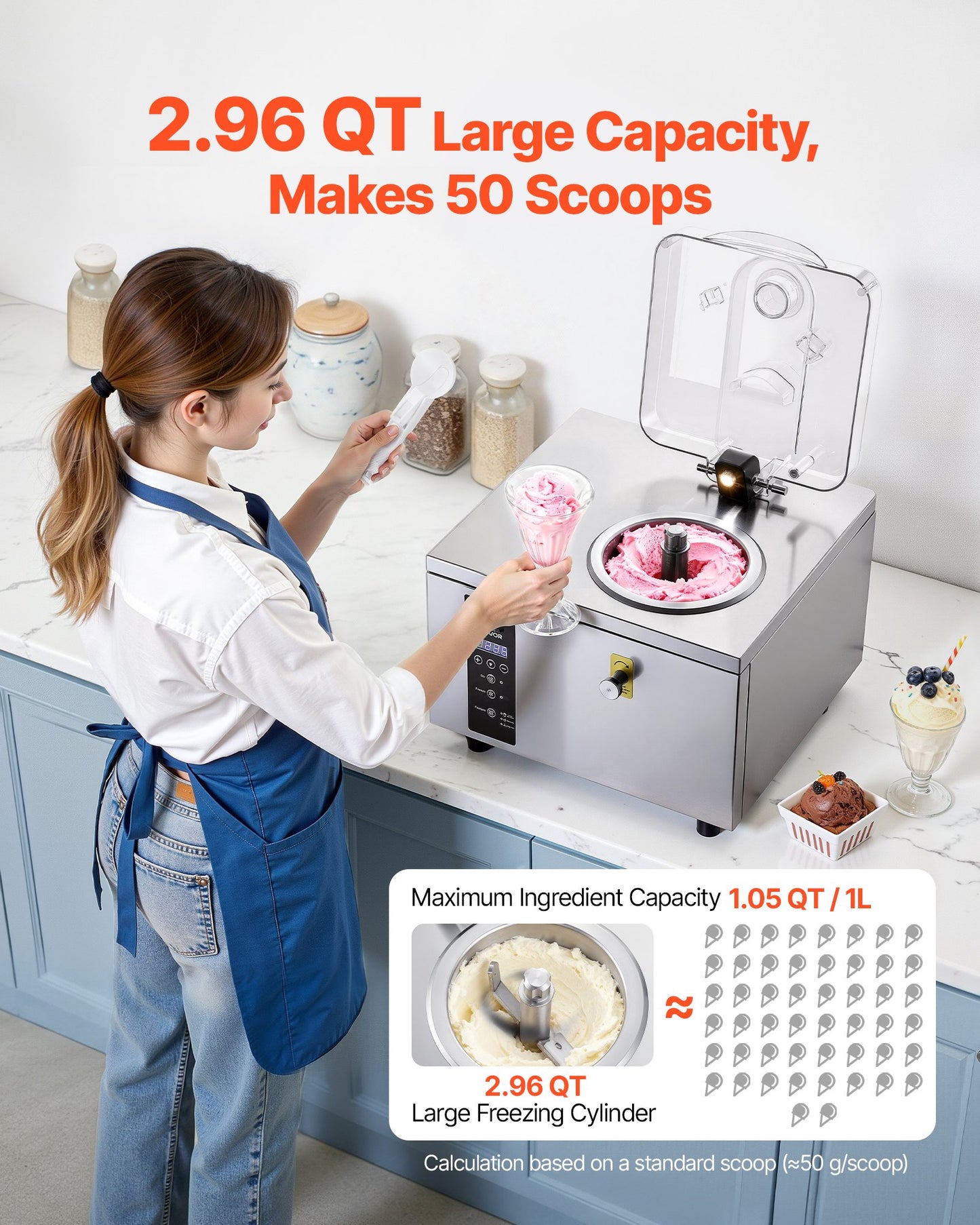 Máquina Comercial de Gelado Duro VEVOR 5L/h 500W