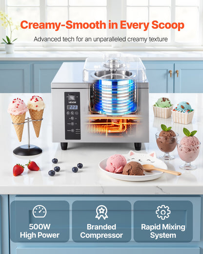 Máquina Comercial de Gelado Duro VEVOR 5L/h 500W